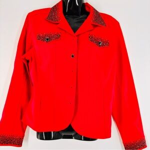 Christine Alexander Women Red studded jacket